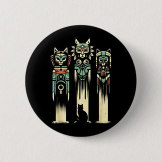 Katten Totem Geesten - Vintage Griezelen Kat Hallo Ronde Button 5,7 Cm