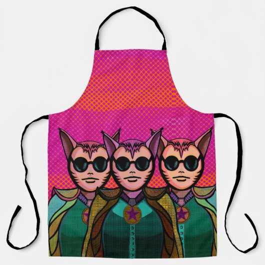 Katten trio schort (Voorkant)