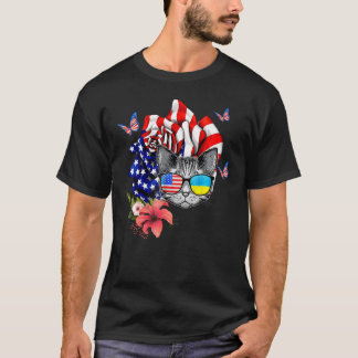 Katten trots en roos Amerikaanse vlag 4 juli 2 T-shirt