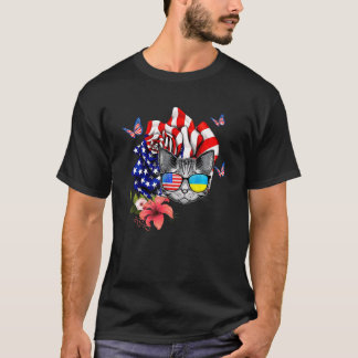 Katten trots en roos Amerikaanse vlag 4 juli T-shirt