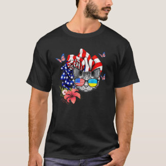Katten trots en rose Amerikaanse vlag 4 juli 4 T-shirt