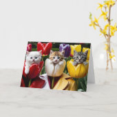 Katten tulpen kaart (Gele Bloem)