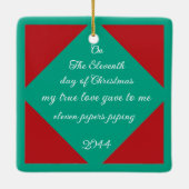 Katten Twaalf dagen Kerstmis 11 Pipers Keramisch Ornament (Achterkant)