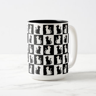 katten tweekleurige koffiemok