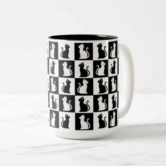katten tweekleurige koffiemok (Voorkant rechts)