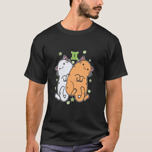 Katten Tweelingen Sterrenbeeld T-shirt (Voorkant)