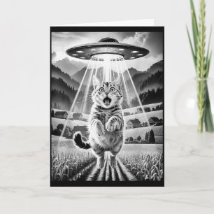 Katten Ufo Alien Ontvoering Grappige Grafische T-s Kaart