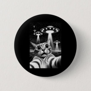 Katten Ufo Grappige Invasie Meme Retro Alien Katte Ronde Button 5,7 Cm