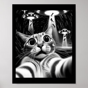 Katten Ufo Invasie _ Grappige Katten Meme Retro Al Poster