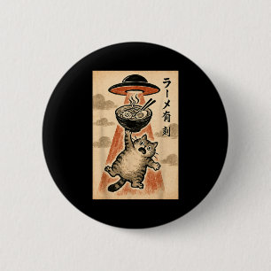 Katten Ufo Ramen Grappige Japanse Anime Mannen Vro Ronde Button 5,7 Cm