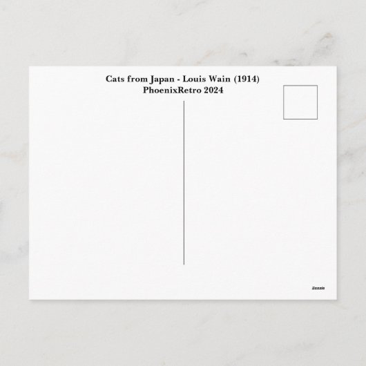 Katten uit Japan - Louis Wain Feestdagenkaart (Achterkant)