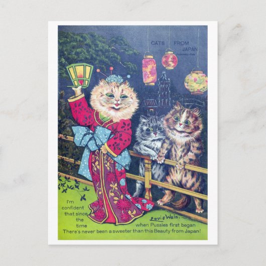 Katten uit Japan - Louis Wain Feestdagenkaart (Voorkant)