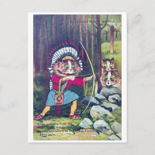 Katten uit Noord-Amerika - Louis Wain Feestdagenkaart (Voorkant)