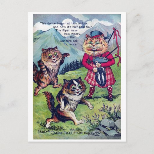 Katten uit Schotland - Louis Wain Feestdagenkaart (Voorkant)