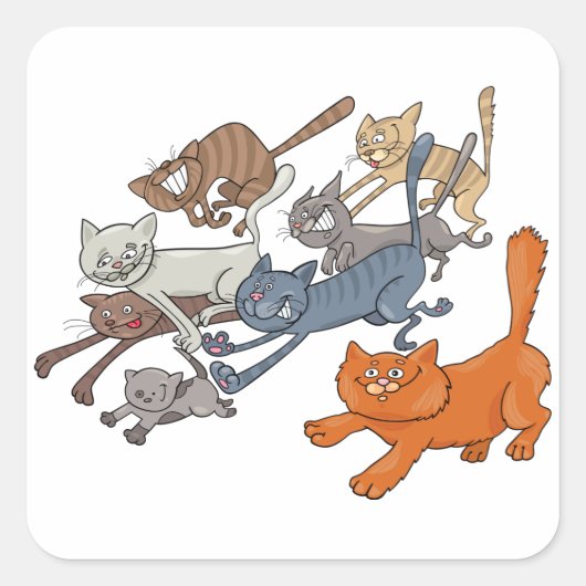 Katten uitvoeren vierkante sticker (Voorkant)