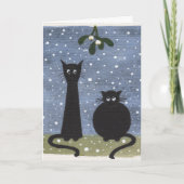 katten under mistletoe feestdagen kaart (Voorkant)