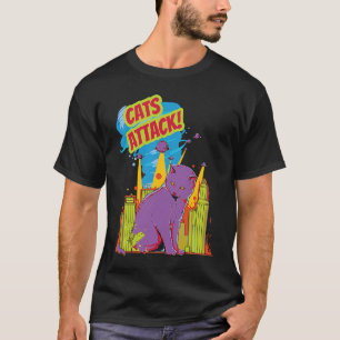 Katten vallen aan I Katje Laser Ruimte Retro Vinta T-shirt