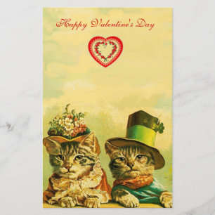 KATTEN VAN DE OUDE FASHION-VALENTIJNSDAG MET HART BRIEFPAPIER