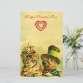 KATTEN VAN DE OUDE FASHION-VALENTIJNSDAG MET HART BRIEFPAPIER (Staand voorkant)