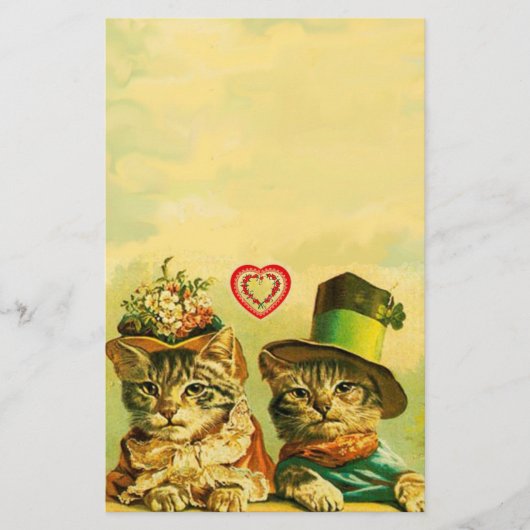 KATTEN VAN DE OUDE FASHION-VALENTIJNSDAG MET HART BRIEFPAPIER (Voorkant)