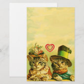 KATTEN VAN DE OUDE FASHION-VALENTIJNSDAG MET HART BRIEFPAPIER (Voorkant / Achterkant)