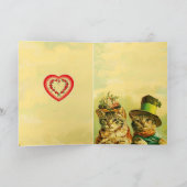 KATTEN VAN DE OUDE FASHION-VALENTIJNSDAG MET HART FEESTDAGEN KAART (Binnen)