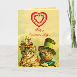 KATTEN VAN DE OUDE FASHION-VALENTIJNSDAG MET HART FEESTDAGEN KAART