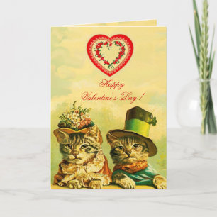 KATTEN VAN DE OUDE FASHION-VALENTIJNSDAG MET HART FEESTDAGEN KAART