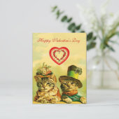 KATTEN VAN DE OUDE FASHION-VALENTIJNSDAG MET HART FEESTDAGENKAART (Staand voorkant)