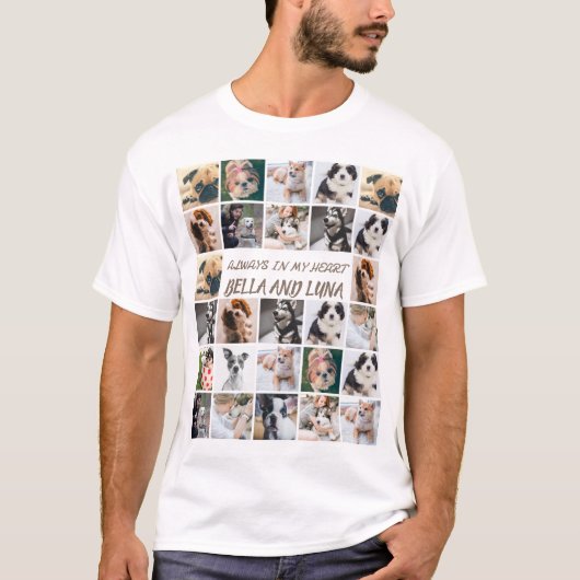 katten van gezelschapshonden sjabloon foto-collage t-shirt (Voorkant)