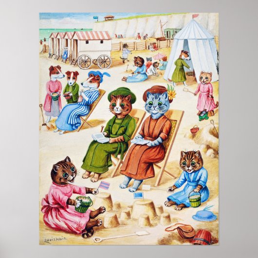 Katten van Holiday Time, Louis Wain Poster (Voorkant)