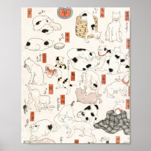 Katten van Utagawa Kuniyoshi Poster