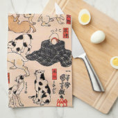 Katten van Utagawa Kuniyoshi Theedoek (Quarter Fold)