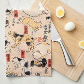 Katten van Utagawa Kuniyoshi Theedoek (Quarter Fold)
