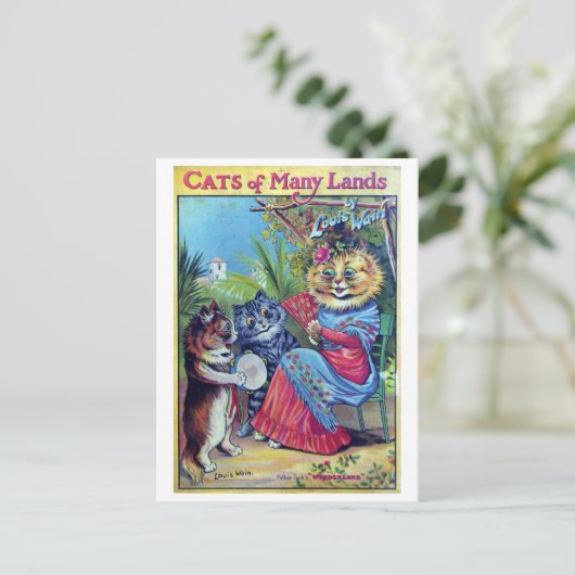 Katten van vele landen - Louis Wain Feestdagenkaart (Staand voorkant)