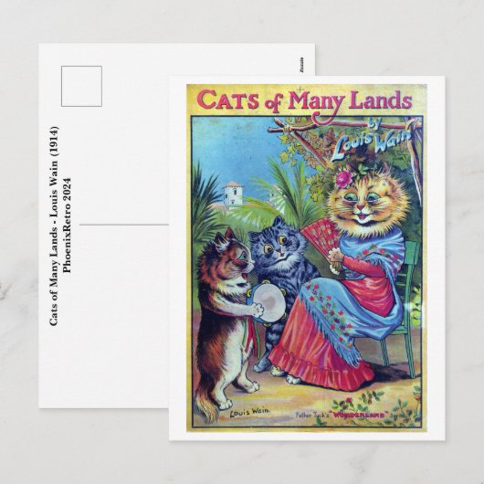 Katten van vele landen - Louis Wain Feestdagenkaart (Voorkant / Achterkant)