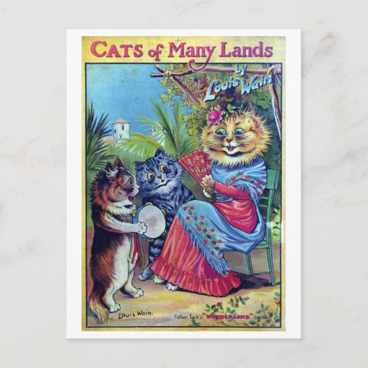 Katten van vele landen - Louis Wain Feestdagenkaart (Voorkant)