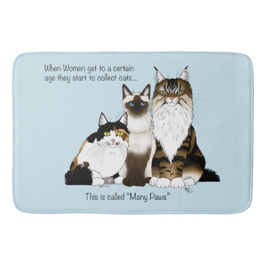 Katten veel poten grappig blauw badmat (Voorkant)