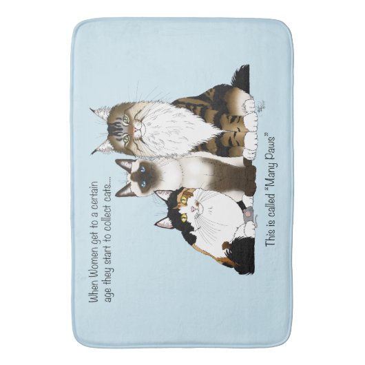 Katten veel poten grappig blauw badmat (Voorkant Verticaal)