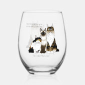 Katten veel poten grappig blauw wijnglas zonder voet (Voorkant)