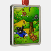 Katten verbergen en zoeken metalen ornament (Rechts)