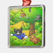 Katten verbergen en zoeken metalen ornament (Links)
