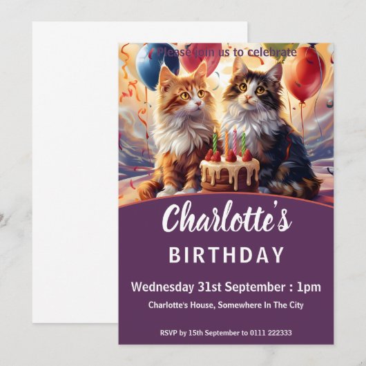 Katten Verjaardag Kaart (Voorkant / Achterkant)