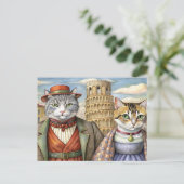 Katten verkleed in Pisa, Italië Feestdagenkaart (Staand voorkant)