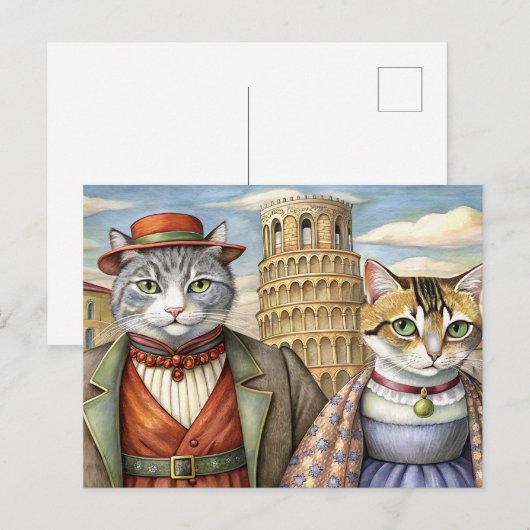 Katten verkleed in Pisa, Italië Feestdagenkaart (Voorkant / Achterkant)