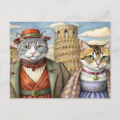 Katten verkleed in Pisa, Italië Feestdagenkaart (Voorkant)