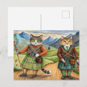 Katten verkleed in Schotland Feestdagenkaart (Voorkant / Achterkant)