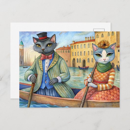 Katten verkleed in Venetië, Italië Feestdagenkaart (Voorkant / Achterkant)