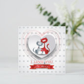 Katten verliefd met Hart Kaart (Staand voorkant)