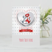 Katten verliefd met Hart Kaart (Staand voorkant)